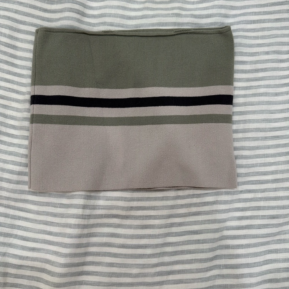 Free People Olive and Cream Knit Scarf